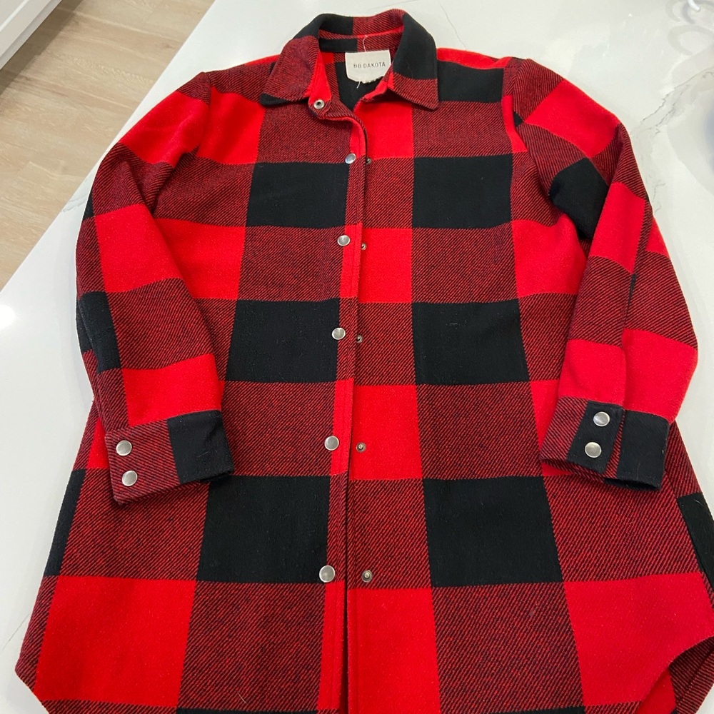 BB Dakota Red and Black Plaid Utility Jacket